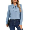 thumbnail image 5 of Long Sleeve Shirts for Women Elegant Tie Neck Blouse Long Sleeve Soft Tunic Top with Bow Detail Outfits Modern, 5 of 8