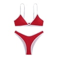 thumbnail image 5 of Fengqque Women Color Matching Split Swimsuit Bikini Print High Waist Beachwear Set, 5 of 5