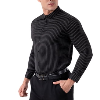 black long sleeve dress shirt walmart YLSDY Men's Long Sleeve Dress Shirt Slim Fit Button Down Formal Business Solid Color Work Shirts Black S