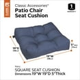 thumbnail image 2 of Classic Accessories Water-Resistant Square Patio Seat Cushions, 19 x 19 x 5 inch, Navy, 2 Pack, 2 of 7