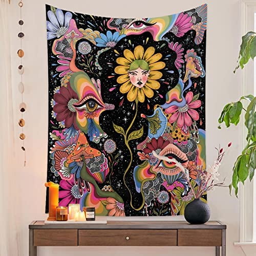 Small Tapestry Hippie Eyes Colorful Plants For Teen Bedroom Wall Hanging Aesthetic Tapestry Star Sparkler Room Decor 30 40 73 95cm Sunflower Girl Walmart