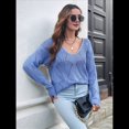 thumbnail image 4 of Suéteres de Otoño con Cuello Redondo de Crochet y Aberturas, Bonitos Suéteres de Invierno para Mujer, A Púrpura L, 4 of 10
