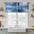 thumbnail image 2 of Blue Tier Curtains, Ombre Oil Painted Retro Abstract Art Modern Light Filtering Kitchen Curtains, 2Pcs Rod Pocket Half Window Treatments Panels for Sink Cafe Cabinet Camper 27.5x36 Inches, 2 of 9