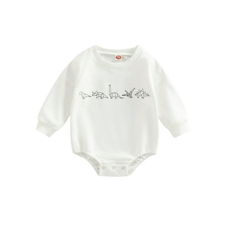 

Jkerther 0-24M Baby Fall Romper Cartoon Dinosaur Print Long Sleeve Snaps Sweatshirt Jumpsuit for Girl Boy
