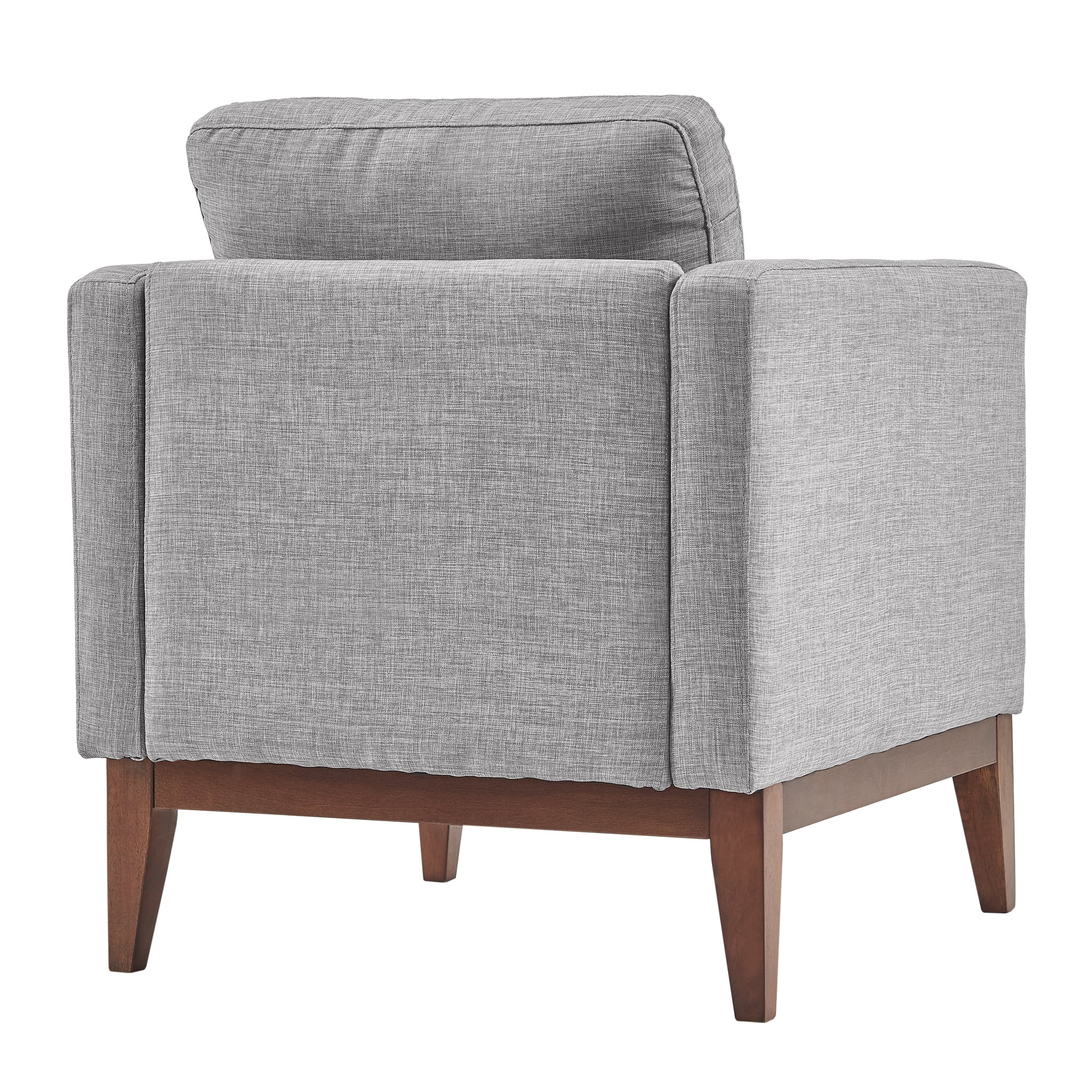 Weston Home Riley Linen Upholstered Accent Chair with Wood Legs, Grey
