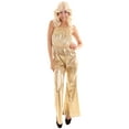 thumbnail image 5 of HPO Adult Women's Halloween Cosplay Groovy 70s Gold Disco Jumpsuit Costume, 5 of 8