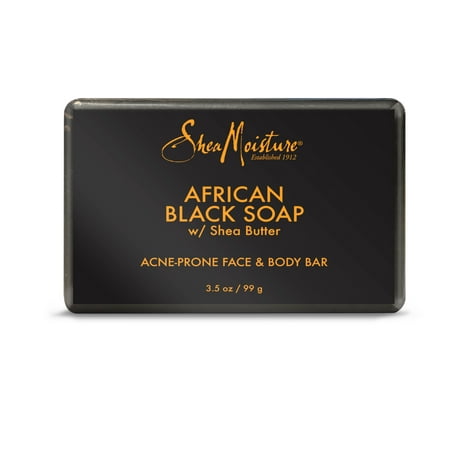 (2 pack) Shea Moisture African Black Soap, 3.5 oz (Best Bar Soap For Washing Hair)
