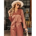 thumbnail image 3 of Ekouaer Silk Satin Pajamas Set Womens Long Sleepwear Button Down 2 Piece Classic Soft Loungewear Pjs Set, 3 of 5