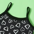thumbnail image 4 of Babibeauty 3Pcs Toddler Girl Summer Outfits Set Heart Print Sleeveless Sling Crop Tops Elastic Shorts Mesh Tank, 4 of 5