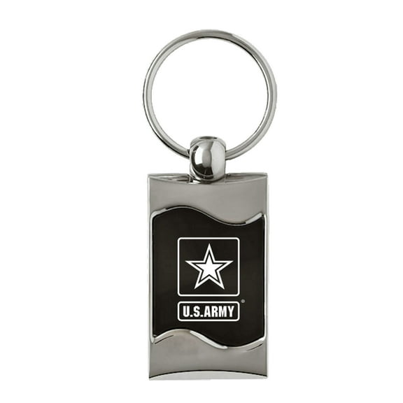 Au-Tomotive Gold Official Licensed for US Amry Reversed Rectangular Wave Black Keychain Key Ring Fob