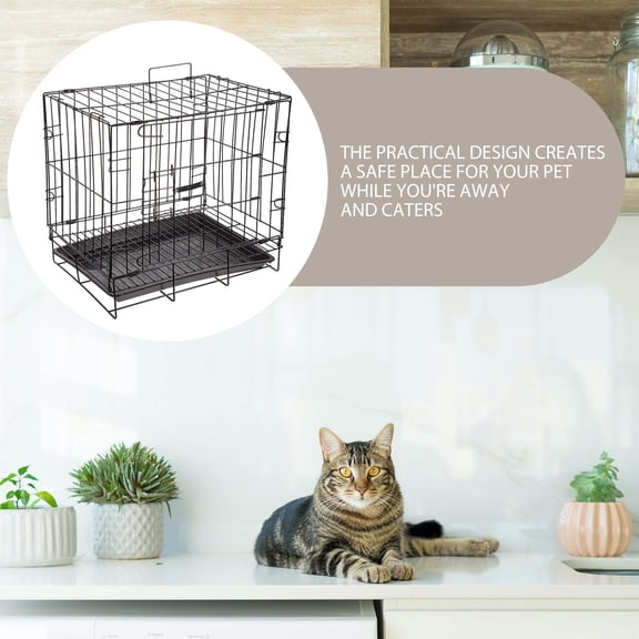 Luxshiny Black Metal Dog Crate with Iron Wire Design and Removable Tray for Easy Cleaning, Pet Kennel 1 Set