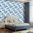 thumbnail image 2 of Peel and Stick Wallpaper Contact Paper French Country Toile Vintage Blue White Nautical Sailing Ship Self Adhesive and Removable 17.7in x 118in, 2 of 8