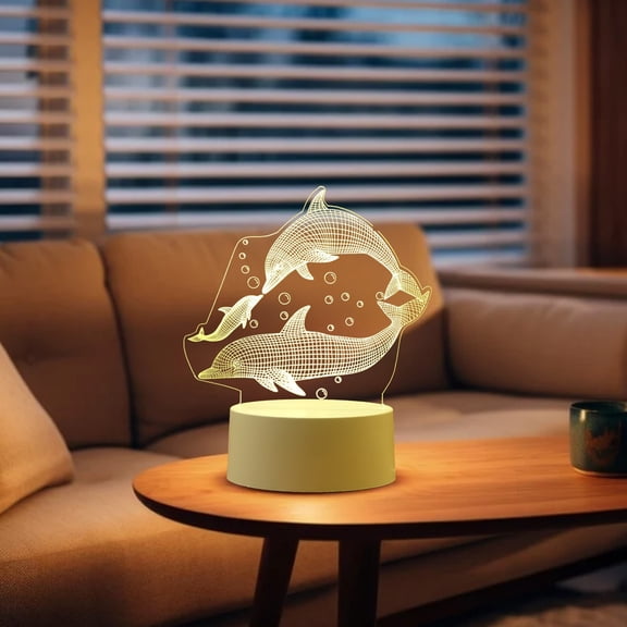 Euaioeiu LED Night Light USB Powered Acrylic Desk Lamp with Colorful Patterns, Warm White Glow for Bedroom Decor, Home Office, Gifts, 4.3x4.3x7.9 Inches