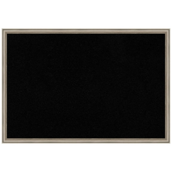 Amanti Art Black Cork Board Wood Framed Salon Scoop Pewter Bulletin Board 38 in. x 26 in.