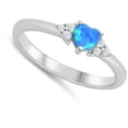 thumbnail image 4 of CHOOSE YOUR COLOR Blue Simulated Opal Love Promise Ring .925 Sterling Silver Band White CZ Female Size 10, 4 of 4