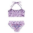 thumbnail image 3 of TiaoBug Girls 2 Pcs Mermaid Bikini Sets Shiny Halter Ruffles Crop Top with Triangle Brief Bathing Suit Tankini Purple A 130, 3 of 5