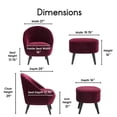 thumbnail image 4 of Pemberly Row Modern Velvet Accent Chair and Ottoman Set Merlot Red, 4 of 13
