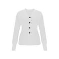 thumbnail image 4 of Womens Tunic Sweater Cardigans Button Up Long Sleeve Knitted Jacket Solid Color Casual Fashion Fall Outwear (XL, White), 4 of 8