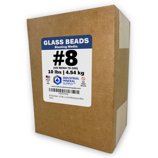 Medio abrasivo #8 para granallado con perlas de vidrio, 4,54 kg, malla 70-100