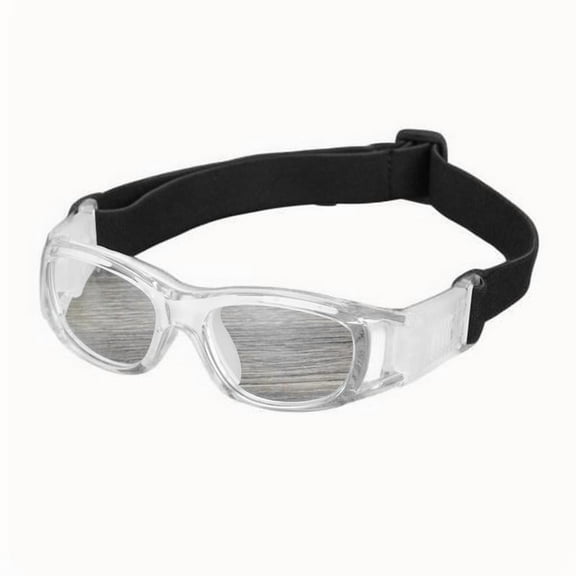 Kids Sports Goggles, Polycarbonate Lens Adjustable Strap for Basketball Football Hockey Baseball Volleyball Cycling Ages kids（Transparent white frame）