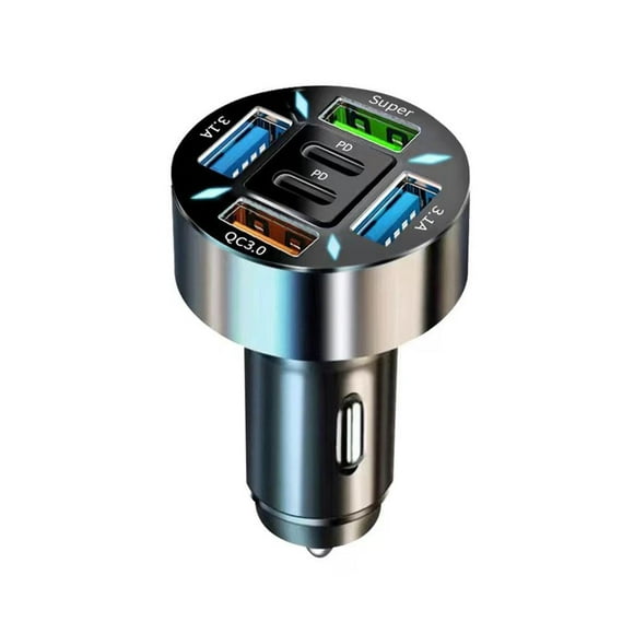 66W Car Charger 4 USB Type C Fast Charging Car Phone Adapter With Digital Pr