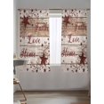 thumbnail image 5 of Sheer Curtains 72 Inches Long, Vintage Farmhouse Semi Sheer Curtains Light Filtering Window Treatment, Brown Country Star Berries Wooden Grain Privacy Voile Drapes for Living Room Bedroom 52x72 Inch, 5 of 7
