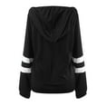 thumbnail image 3 of Abcnature Women Hooded Drawstring Solid Stitching Long Sleeve Loose Sweatshirt Top Plus Size Tops for Ladies Autumn Winter Casual Loose Tunic Blouse Black XXL, 3 of 7