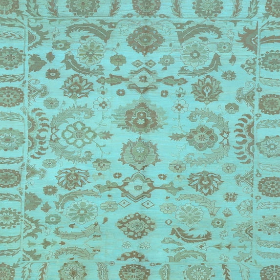 Ahgly Company Indoor Square Oriental Light Blue Traditional Area Rugs, 5' Square