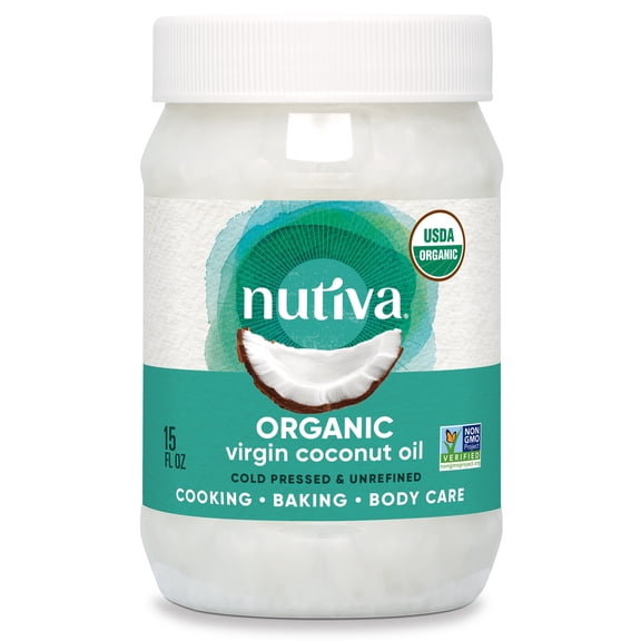 Nutiva Organic, Cold-Pressed, Unrefined, Virgin Coconut Oil from Fresh, non-GMO, Sustainably Farmed Coconuts, 15 Fluid Ounces