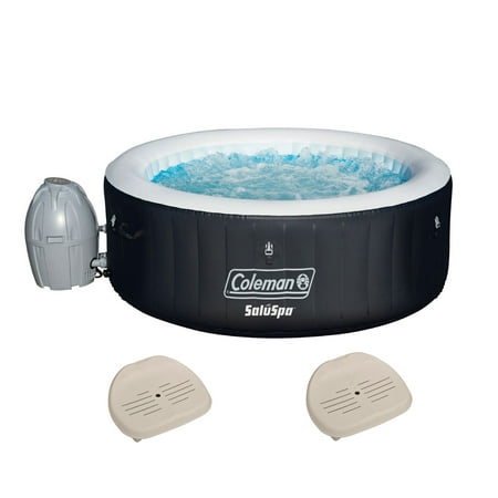 Coleman SaluSpa 4 Person Inflatable Outdoor Spa Hot Tub + 2 Slip Resistant (Best Two Person Hot Tub)