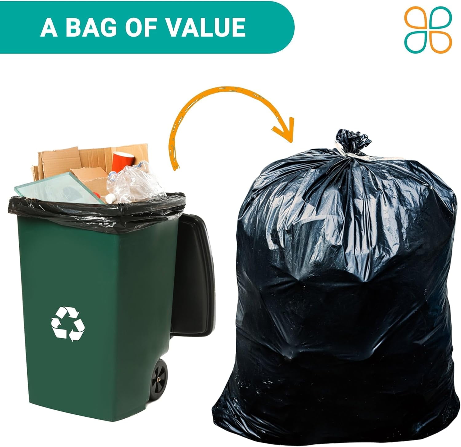 PlasticMill 42 Gallon, Black, 6 MIL, 33x48, 25 Bags/Case, Garbage Bags / Trash Can Liners.
