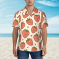 thumbnail image 4 of Daiia Hand Drawn Strawberry Hawaiian Shirt for Men Gentle Cotton Regular Short Sleeve Casual-XX-Large, 4 of 9