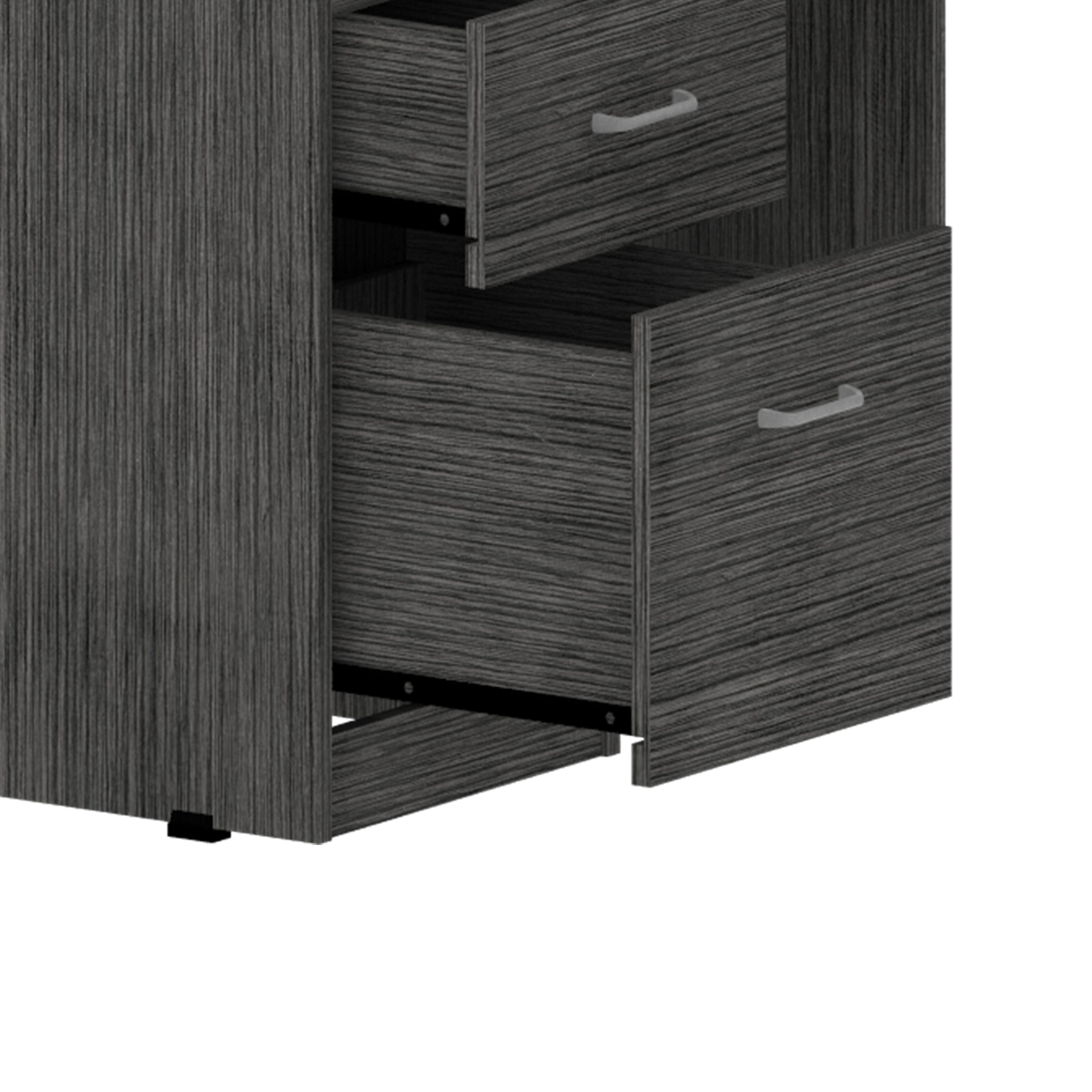 Asteroutdoor Raleigh L-Shaped Desk with Two Drawers, Shelf, and CPU Storage