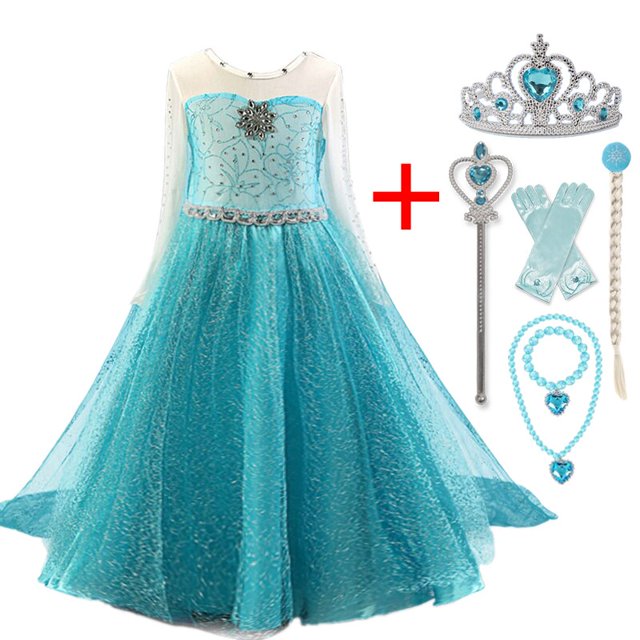 Vestido de princesa Elsa para niñas, vestidos de Cosplay, disfraces de reina de la nieve para niños, vestido de Halloween, Disfraz de Carnaval, bata Infantil Fivean unisex