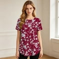 thumbnail image 2 of WAGUTH Women's Trendy Casual Print Maternity Tops Short Sleeve Double Layer Stretch Nursing Shirts Breastfeeding Tunic Blouses for Moms,Red,S, 2 of 8