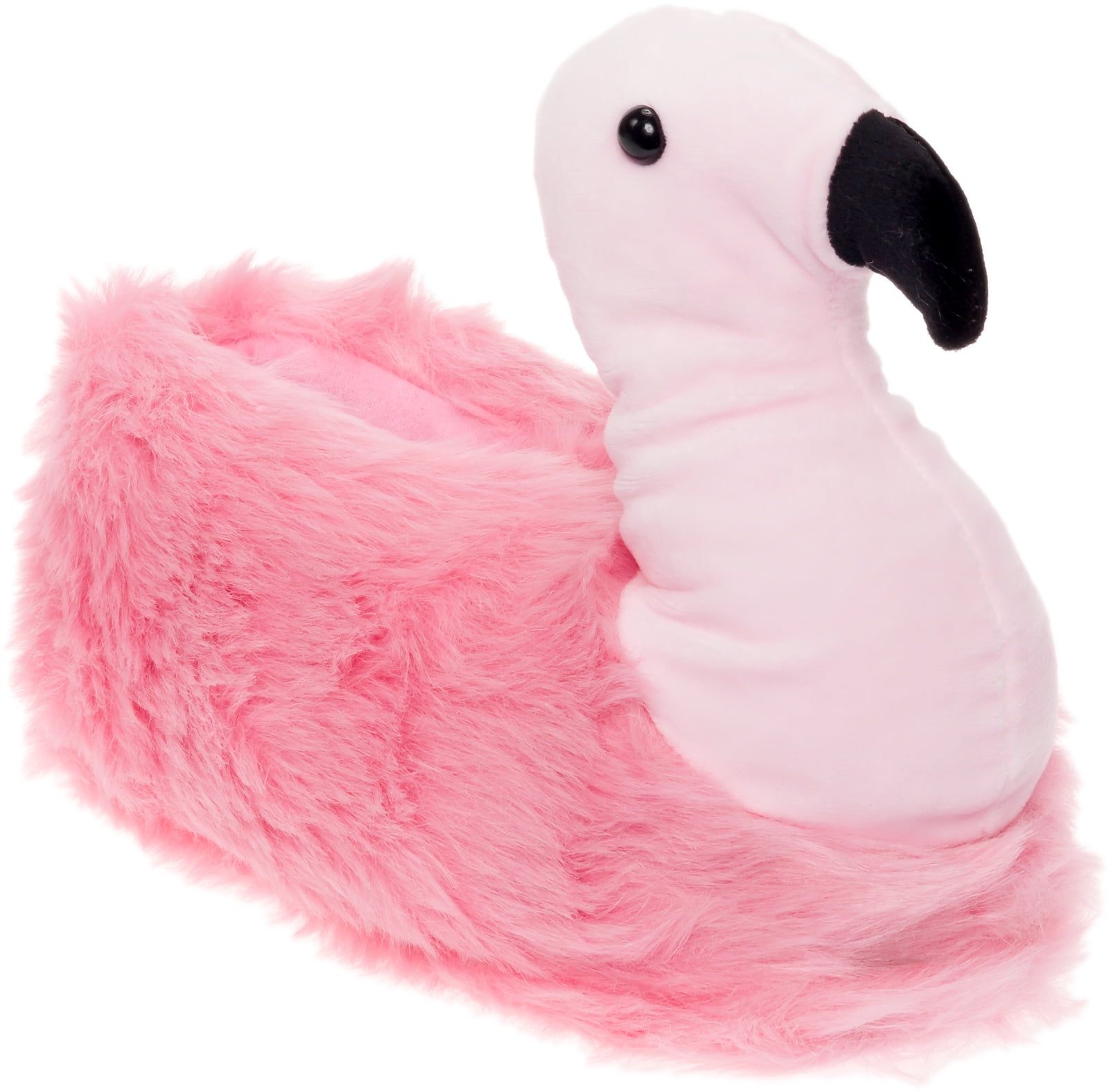 Silver Lilly Flamingo Plush Animal House Slippers w/ Memory Foam Support 