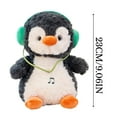 thumbnail image 3 of Plush Penguin Stuffed Animal with Green Headphones, Soft Musical Toy, Cute Gift for Boys Girls, Boys, Girls, Birthday, Nursery Decor, Cuddly Companion, 3 of 5