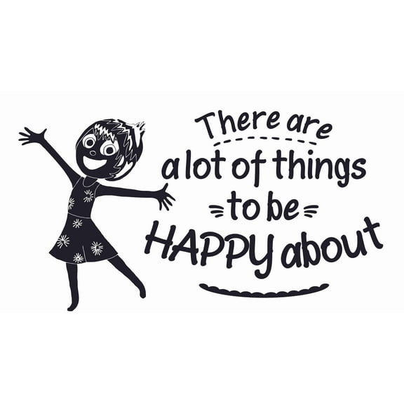 DIY Stick And Peel Joy Inside Out Wall Decal Quotes | There Are A Lot Of Things To Be Happy About - Vinyl Adhesive Pixar Animation Movie Home Bedroom Living Room Removable Decoration Sticker 11" x 20"