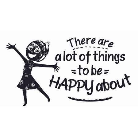 DIY Stick And Peel Joy Inside Out Wall Decal Quotes | There Are A Lot Of Things To Be Happy About - Vinyl Adhesive Pixar Animation Movie Home Bedroom Living Room Removable Decoration Sticker 11" x 20"