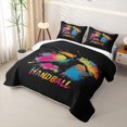 thumbnail image 3 of Feelyou Watercolor Basketball Twin Quilt Set for Boys, Graffiti Handball Sport Twin Coverlet Set, 2pcs, 3 of 7