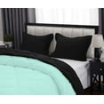 thumbnail image 5 of D.N.G. BEDDINGS 5 Piece Luxury Reversible Diamond Pattern Comforter Set Premium Super Soft, All Season 800 TC, 100% Egyptian Cotton Oversized Super King Size Aqua Blue/Black Solid Color, 5 of 7
