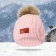 thumbnail image 4 of Odeerbi Beanie Hat For Boys Girls Winter Knitted Beanie With Pom Pom Kids Warm Thick Ski Cap Light pink, 4 of 7