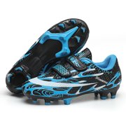 Kids Athletic Soccer Cleats Natural Turf Outdoor Football Games Lightweight Comfortable with Soft touch Sneakers Shoes for Children Blue 31
