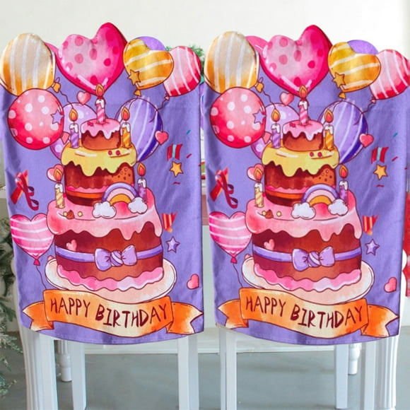 Kbndieu Birthday Chairs Covers Birthday Chair Covers Birthday Seat Covers for Classroom Chairs Birthday Cake Chair Covers Colorful Birthday Dining Chair Covers Home Decor