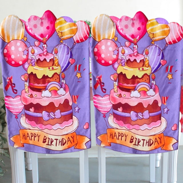 EGNMCR Birthday Chair Covers Birthday Seat Covers For Classroom Chairs Birthday Cake Chair Covers Colorful Birthday Dining Chair Covers Birthday Chairs Covers