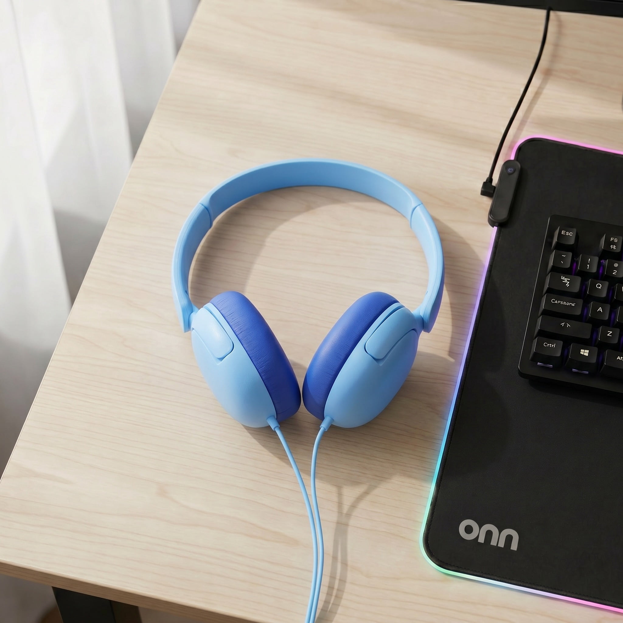 onn On-Ear Headphones with 3.5 mm Connector, Blue