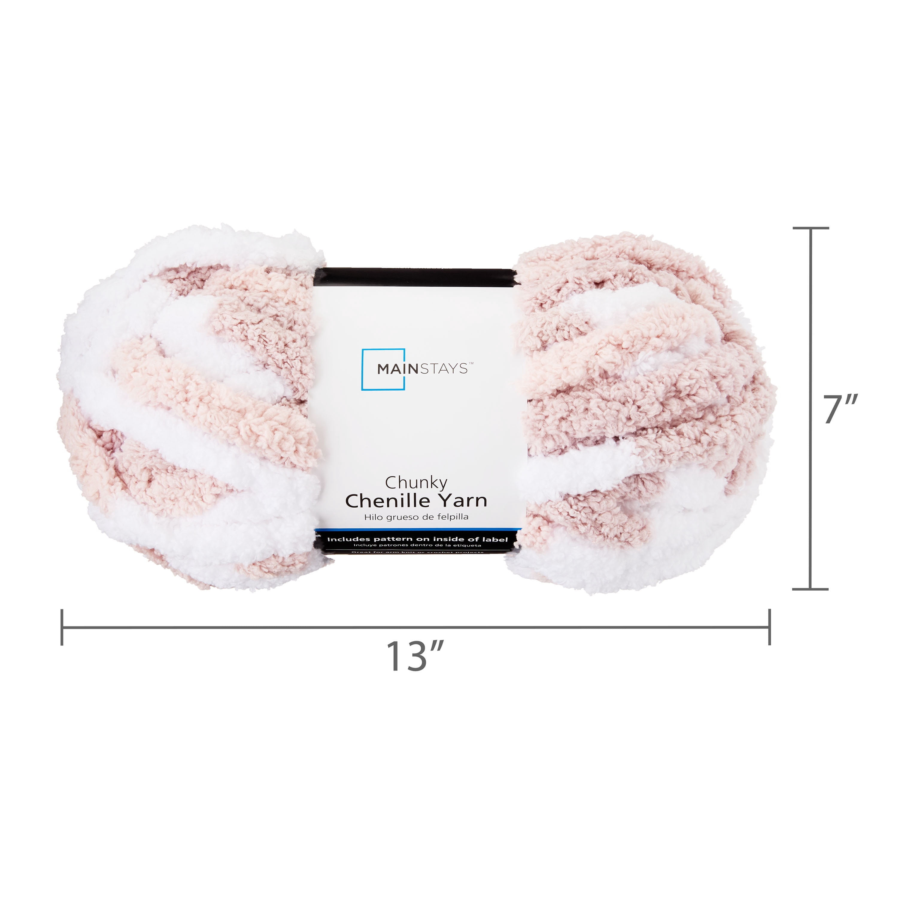 Mainstays Super Bulky 100% Polyester Chunky Chenille Yarn, 31.7 yd, Pink Sands Multi, Pack of 4