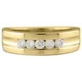 thumbnail image 2 of 14k Yellow Gold Mens Diamond Ring, 1/4 Carat (ctw) Round Cut Natural White Diamond 5-Stone Anniversary Wedding Band Ring Men's Jewelry (Diamond Color: H-I, Clarity: I2, 0.25cttw) Ring Size-12.5, 2 of 6