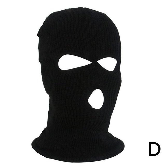 Gorro de punto de tres agujeros con aguja de lingote de invierno, gorro de lana de color caramelo, gorro para cavar agujeros al aire libre, gorro con máscara a prueba de viento para ciclismo