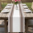 thumbnail image 4 of Brown Striped Cotton Linen Rectangle Table Runners 13"x90", Stripes Farmhouse Modern Coffee Table Runner Dresser Scarves Luxury Table Runners for Wedding Party Banquet Dinner Decor, 4 of 8